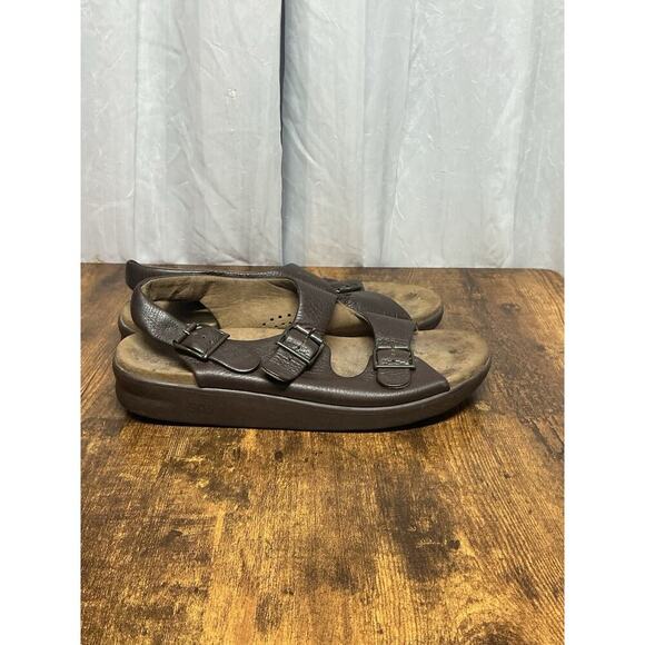Men's SAS Bravo Heel Strap Sandal Brown Leather Buckle Size 11 - Picture 5 of 9